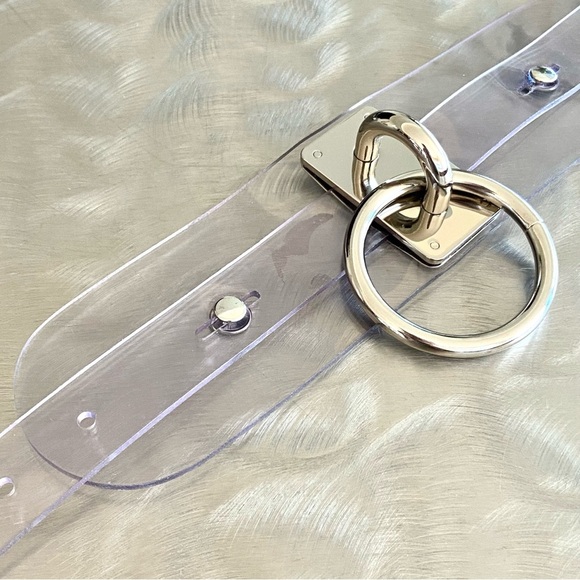 ZANA BAYNE Transparent Oversized Choker O-Ring Collar 2.5" Silver + Clear PVC - Picture 2 of 7